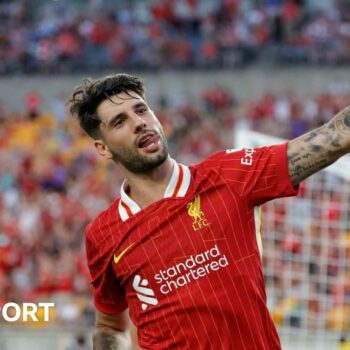 Liverpool's Dominik Szoboszlai celebrates after scoring against Real Betis in a pre-season friendly