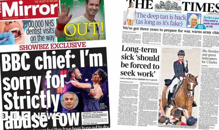 The Papers: BBC 'sorry' over Strictly and plan to get people into work