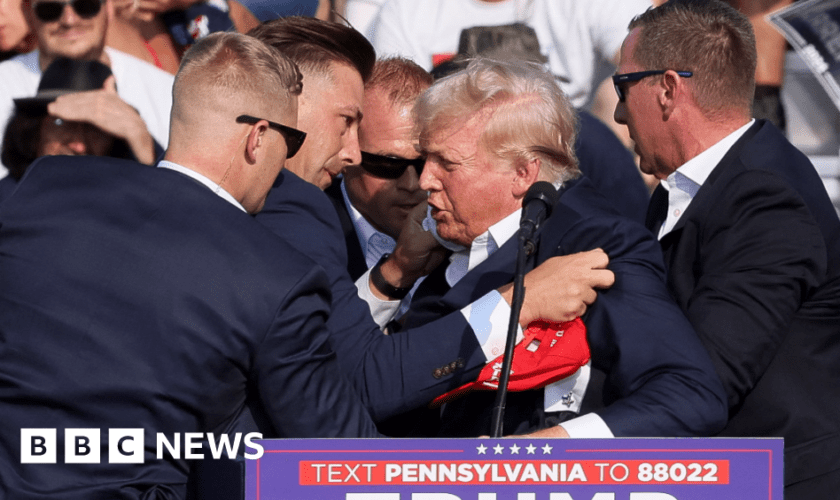 Trump rushed off stage at rally as bangs heard