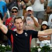 Andy Murray reacts after the last match of his tennis career. Pic: Reuters