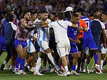 France and Argentina stars FIGHT on the pitch in 30-man brawl after hosts won Olympic quarter-final before clashes continue down the tunnel - as grudge match descends into farce amid racism storm