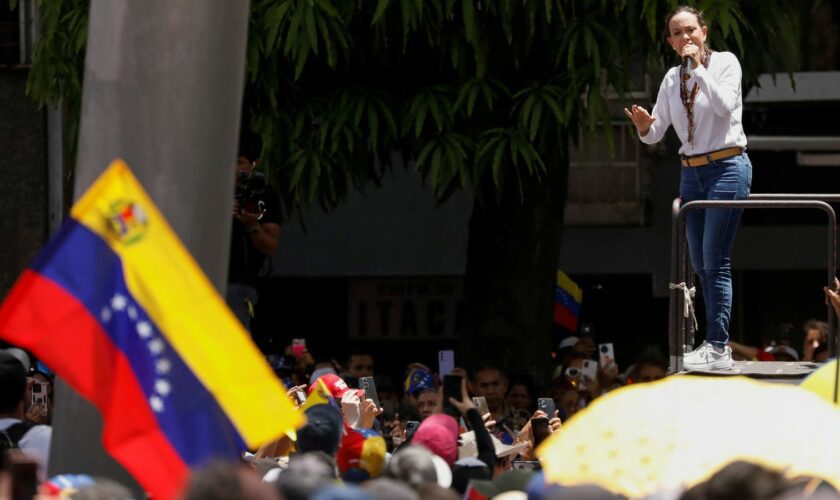 Venezuelan opposition leader Maria Corina Machado attends a protest against election results that awarded Venezuela's President Nicolas Maduro a third term. Pic: Reuters