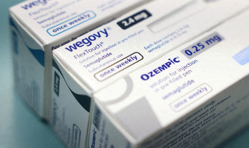 FILE PHOTO: Boxes of Ozempic and Wegovy made by Novo Nordisk are seen at a pharmacy in London, Britain March 8, 2024. REUTERS/Hollie Adams/File Photo