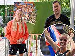 Keely Hodgkinson's iconic pose after her stunning 800m Olympic win is commemorated in a gold leaf acrylic painting set to go on sale for £20,000