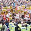 Far-right protests fizzle out in the drizzle as tens of thousands of ordinary Brits crowd streets to silence the rioting thugs... who desperately try to save face by pretending '100 demo' plans were deliberate LIES to waste police time