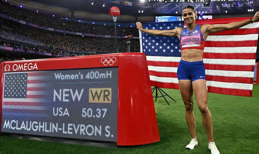 Sydney McLaughlin Levrone breaks world record again, winning gold for US in 400m final at Paris Olympics