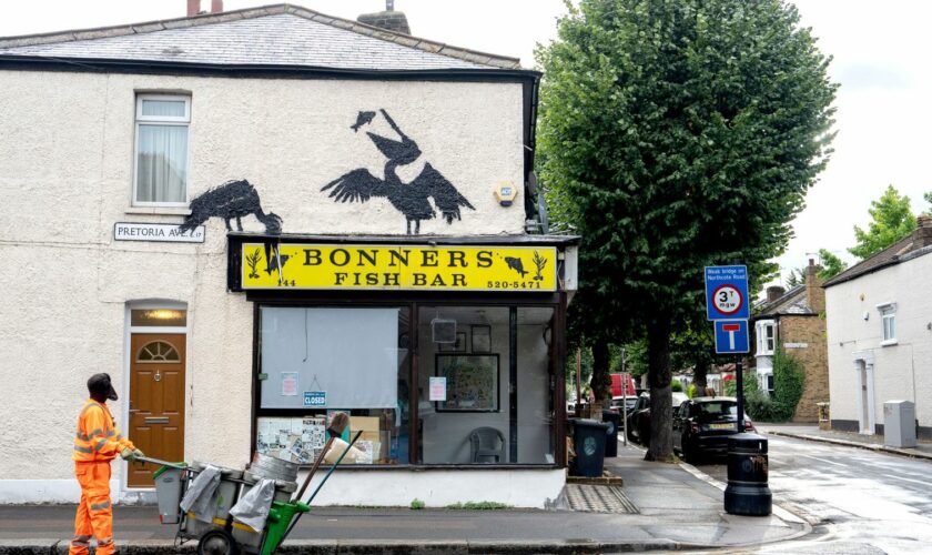 Fifth Banksy mural in five days appears above chip shop