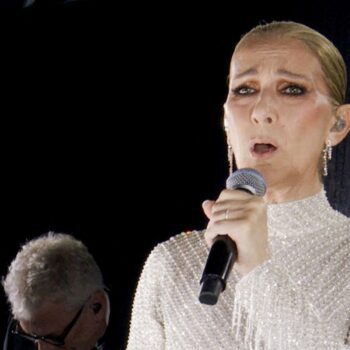 Celine Dion performed on the Eiffel Tower for the Paris Olympics opening ceremony. Pic: Reuters