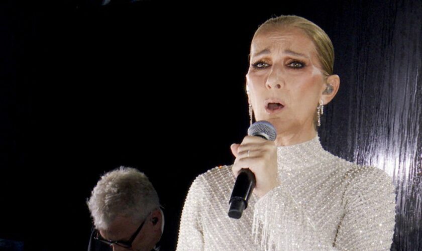 Celine Dion performed on the Eiffel Tower for the Paris Olympics opening ceremony. Pic: Reuters