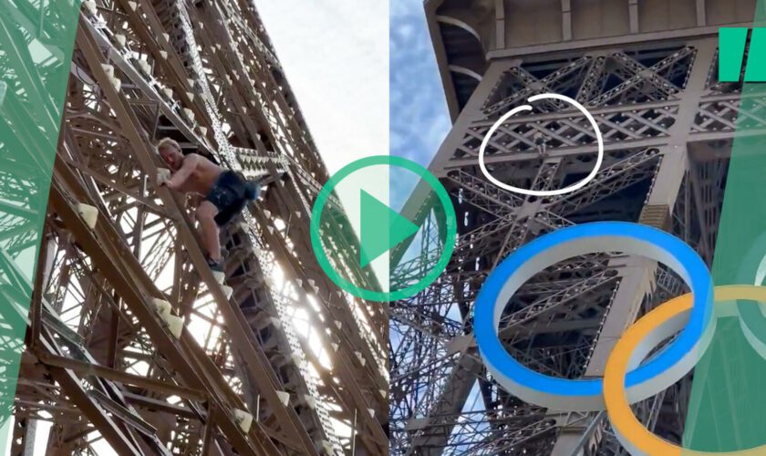 À Paris, un homme escalade la tour Eiffel à mains nues, il est interpellé par la police qui fait fermer le monument