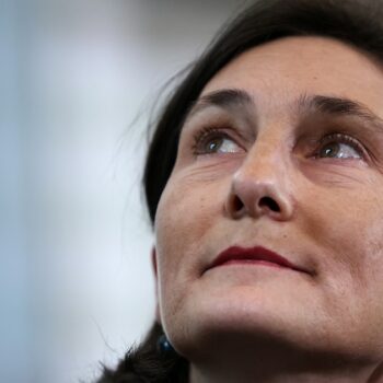 La ministre des Sports et des JO, Amélie Oudéa-Castéra lors d'un évènement public au musée du Luxembourg, le 11 mars 2024 à Paris