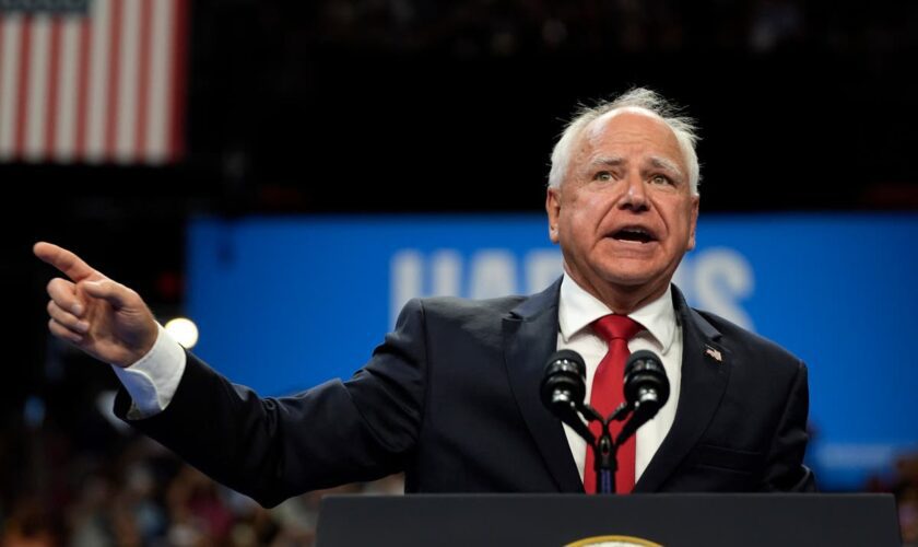 Walz asks crowd to picture Trump making a McFlurry as he woos working class in first solo speech