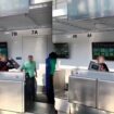 WATCH: Angry passenger throws computer monitor at airline employees before fleeing