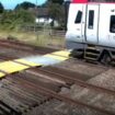 Horrifying moment toddler wanders out in front of oncoming train alone