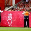 Nottingham Forest's Danilo receives medical attention behind a protective screen. Pic: Action Images via Reuters