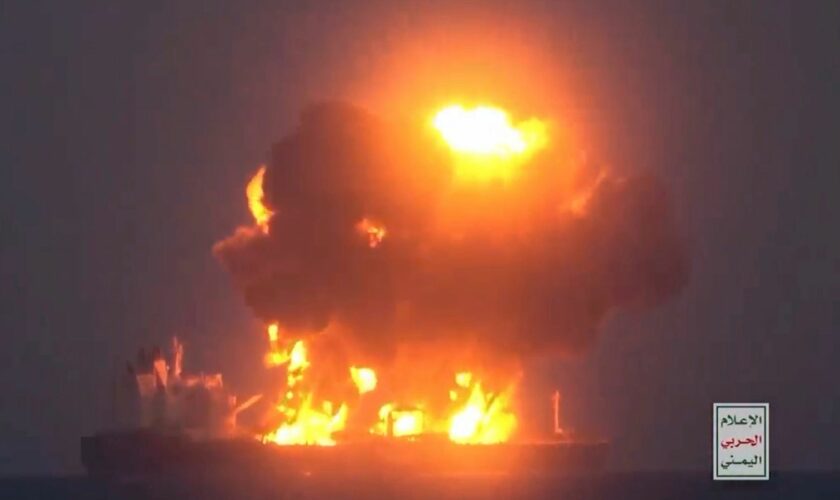 Houthi rebels release footage of explosion on Red Sea tanker