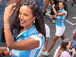 Maya Jama shows off her long legs and Somali roots in custom shirred minidress as she joins the crowds celebrating at Notting Hill Carnival