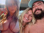 Heidi Klum puts on a VERY busty display in a bejeweled bikini as she enjoys the last few days of summer