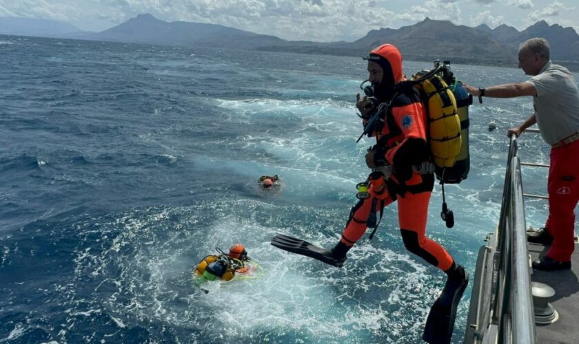 Divers have been searching the area where the yacht sank. Pic: Reuters