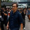 Chung Pui-kuen, former chief editor of Stand News, leaving the district court in Hong Kong after being convicted