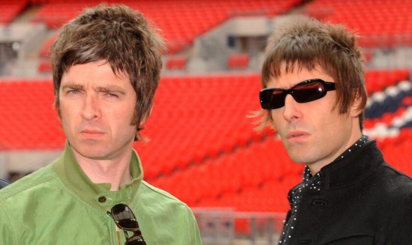 Noel and Liam Gallagher pictured a Wembley Stadium in 2008. Pic: Zak Hussein/PA