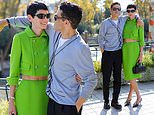 Emma Corrin, 28, dazzles in a lime green co-ord as they put on a very loved up display with boyfriend Rami Malek, 43, at the Venice Film Festival