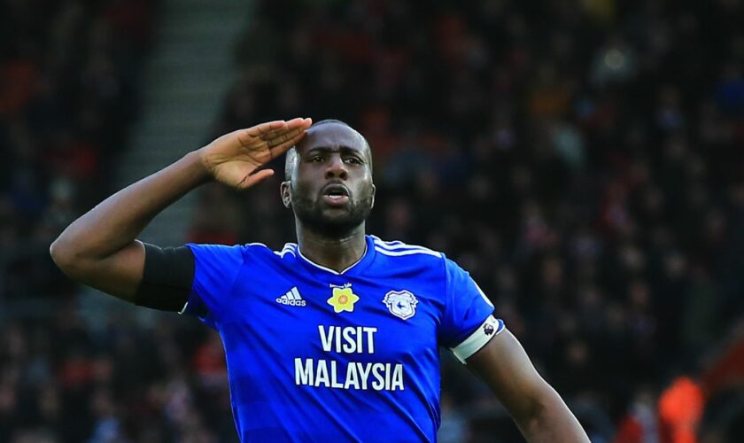 Sol Bamba celebrating scoring a goal for Cardiff in 2019. Pic: PA