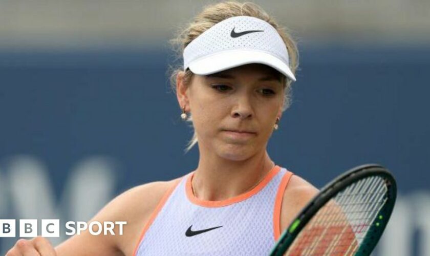 Katie Boulter of Great Britain reacts to a lost point against Jessica Bouzas Maneiro