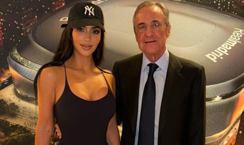 Chándal y tacones: el look de Kim Kardashian en su visita al Real Madrid en el Bernabéu