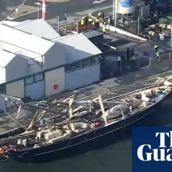 Famous tall ship Leeuwin dismasted in container ship crash off Fremantle