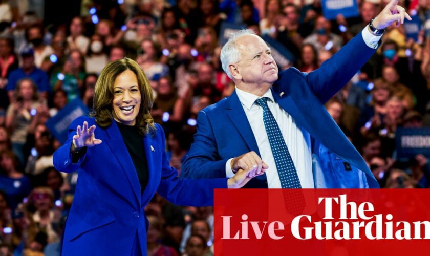 Harris and Walz kick off bus tour of Georgia to build momentum in swing state – US elections live