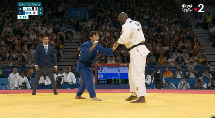 JO – Judo : Quand Teddy Riner se retrouve face à un Coréen qui pèse… 60 kilos de moins