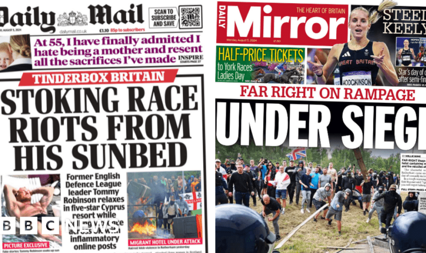 The Papers: 'Far right on rampage' and 'Tommy Robinson in Cyprus'