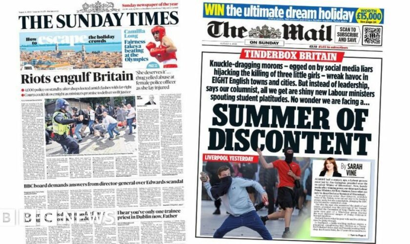 The Papers: 'Riots engulf Britain' and 'summer of discontent'