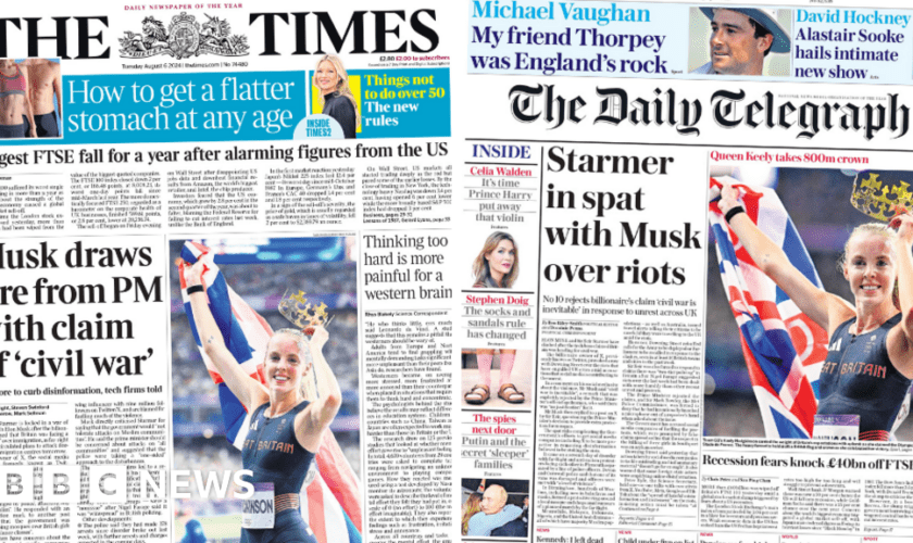 The Papers:  Starmer's spat with Musk and Queen Keely's Paris gold