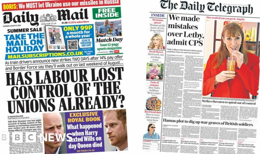 The Papers: 'Strike pain' and 'has Labour lost control of the unions?'