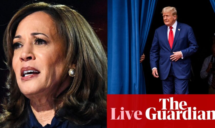 Trump decries Harris’s DNC speech and calls her ‘not a centrist’ as battleground polls tighten – live