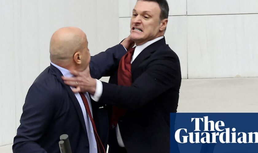 Turkey parliament descends into chaos as dozens of MPs take part in fistfight