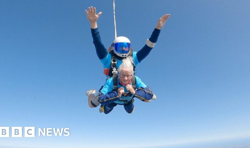 Watch: 102-year-old woman becomes Britain's oldest skydiver