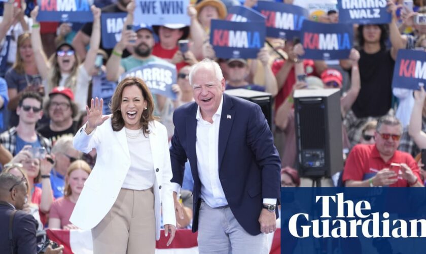 ‘We’re not going back’: thousands rally for Harris and Walz in Wisconsin and Michigan