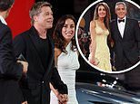 Brad Pitt, 60, goes public with glamorous girlfriend Ines de Ramon, 34, at the 81st Venice Film Festival premiere of Wolfs as he brushes off his bitter divorce from Angelina Jolie during red carpet love-in with old friends George and Amal Clooney