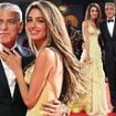 Amal Clooney looks incredible in a corsetted gown with a dramatic ruffled skirt as she supports husband George at premiere of Wolfs during the 81st Venice Film Festival