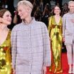 Julianne Moore, 63, is the epitome of glamour in a dazzling gold gown as she joins Tilda Swinton at the Venice Film Festival premiere of their movie The Room Next Door