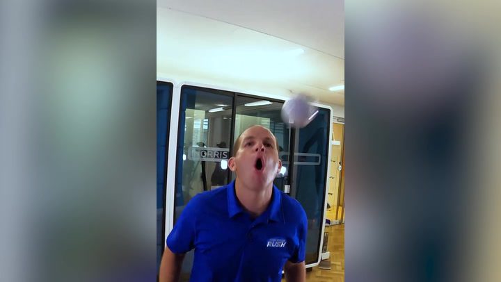 New world record for most table tennis balls bounced against wall with mouth