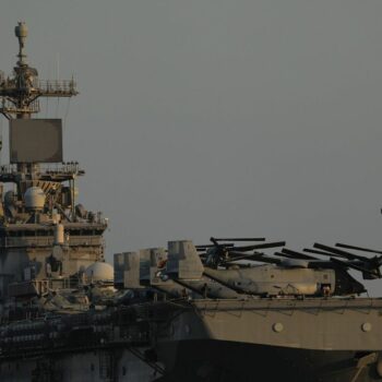 The USS Wasp at Limassol Port in Cyprus last month. Pic: Rex