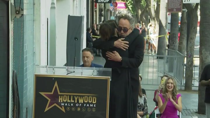 Tim Burton honoured by Winona Ryder and Michael Keaton at Hollywood Walk of Fame