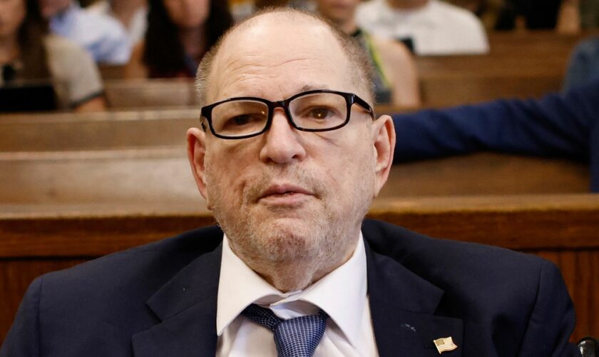 Former Hollywood producer Harvey Weinstein appears for a pretrial hearing in Manhattan criminal court, Friday, July 19, 2024, in New York. Weinstein appeared Friday ahead of a planned retrial on rape and sexual assault charges. (Kena Betancur/Pool Photo via AP)