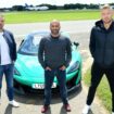 Chris Harris, pictured centre, with Paddy McGuinness (left) and Freddie Flintoff (right) at Dunsfold Park in 2019