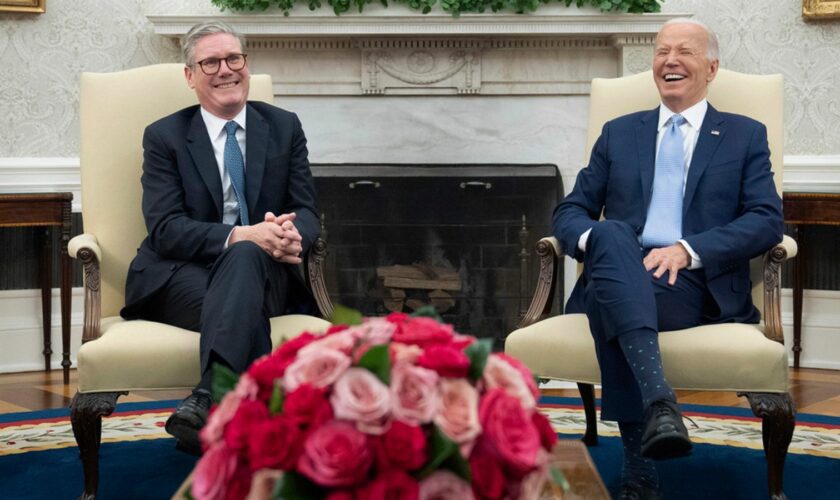 Sir Keir Starmer with Joe Biden at the White House in July. Pic: AP