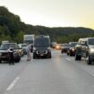 This image released by the Mount Vernon Fire Department shows traffic stopped during an active shooting on Interstate 75 north of London, Ky., Saturday, Sept. 7, 2024. (Camden Mink/Mount Vernon Fire Department via AP)